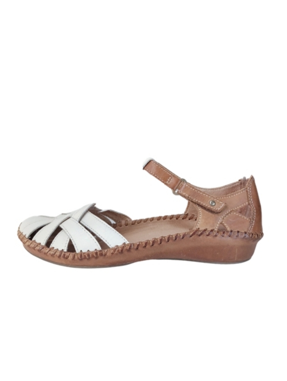 Pikolinos Sandals Women's 40 9.5 Brown White Leather Trappy Comfort Shoes
